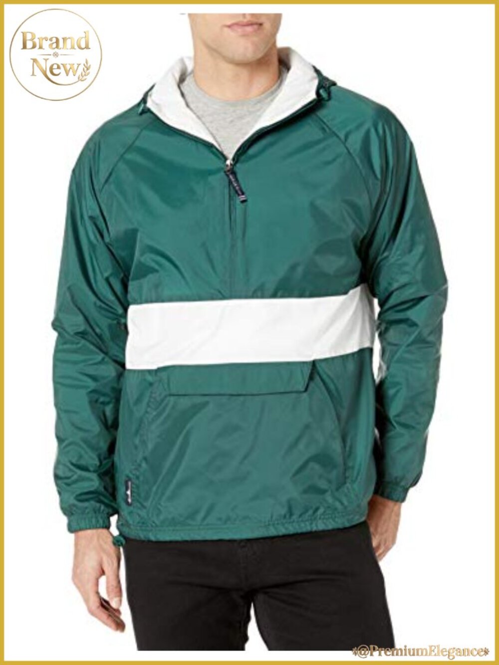 River Tec Nylon Wind & Water-Resistant Packable Pullover Rain Jacket